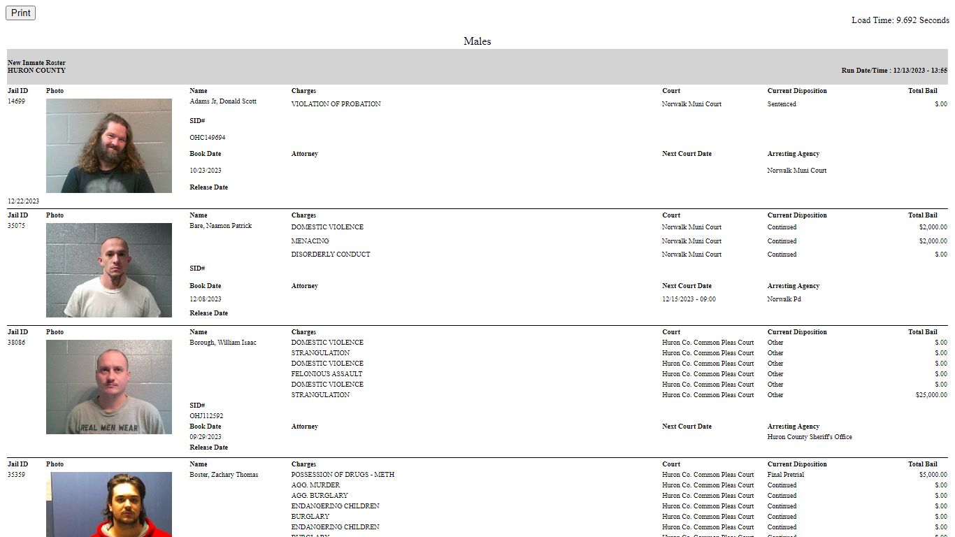 New Inmate Roster - Huron County Sheriff