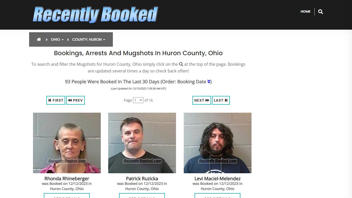 Recent bookings, Arrests, Mugshots in Huron County, Ohio - Recently Booked